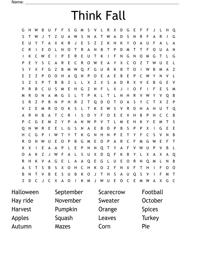 Think Fall Word Search
