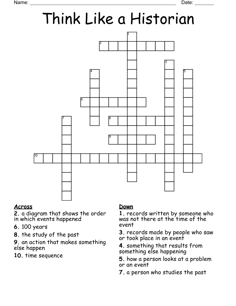 Think Like a Historian Crossword
