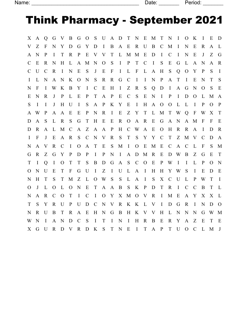 Think Pharmacy - September 2021 Word Search
