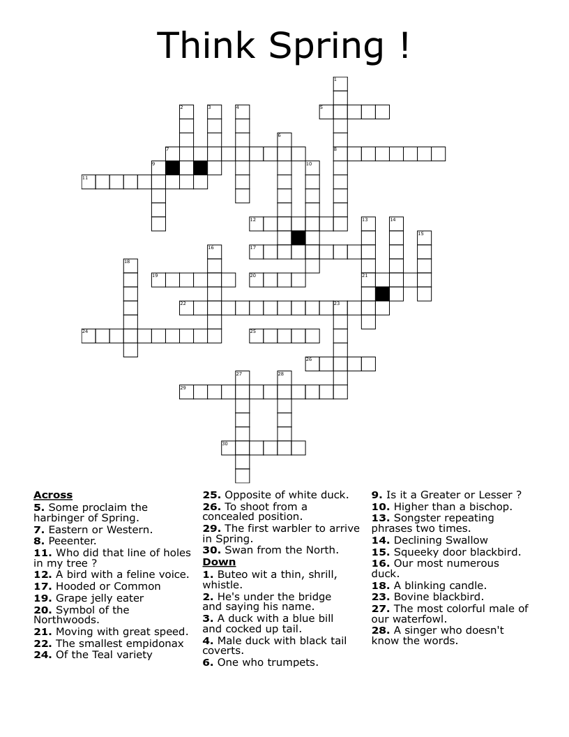 Think Spring ! Crossword