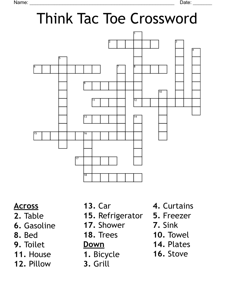 Think Tac Toe Crossword