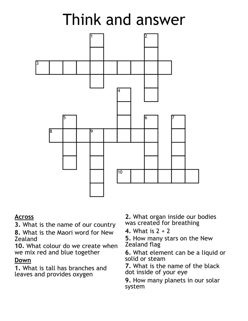 Think and answer Crossword