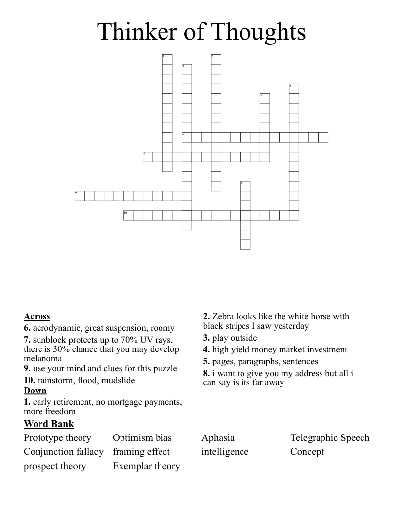 Thinker of Thoughts Crossword