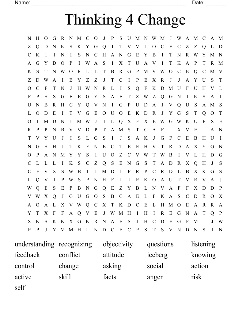 Thinking 4 Change Word Search