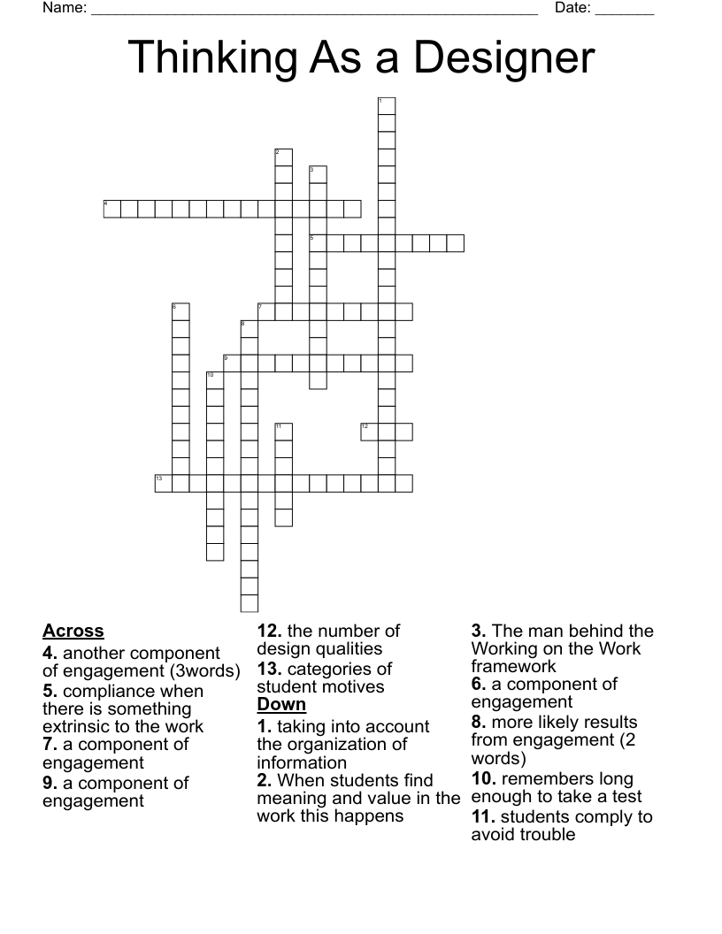 Thinking As a Designer Crossword