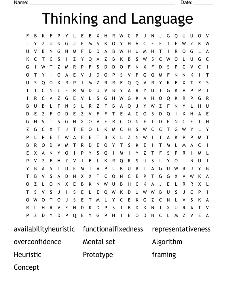 Thinking and Language Word Search