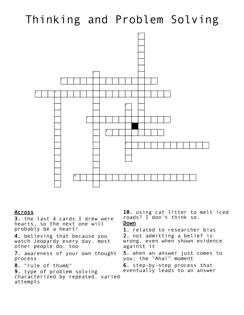 Thinking and Problem Solving Crossword