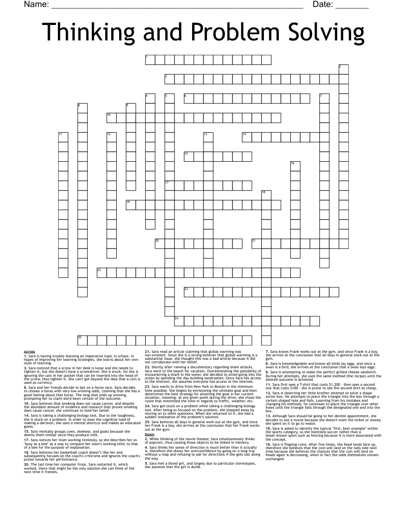 Thinking and Problem Solving Crossword