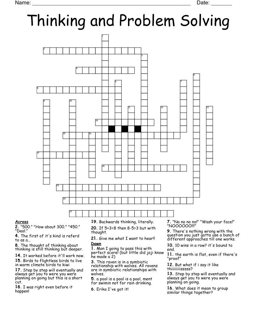 Thinking and Problem Solving Crossword