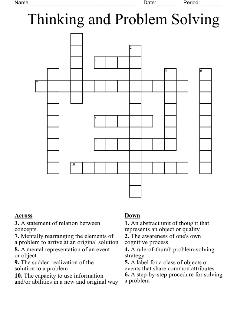 Thinking and Problem Solving Crossword