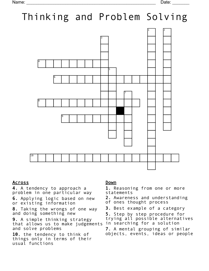 Thinking and Problem Solving Crossword