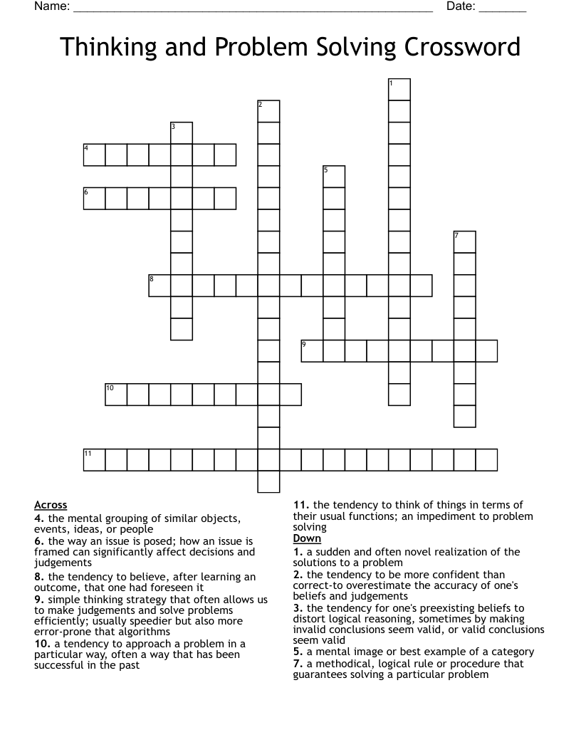 Thinking and Problem Solving Crossword