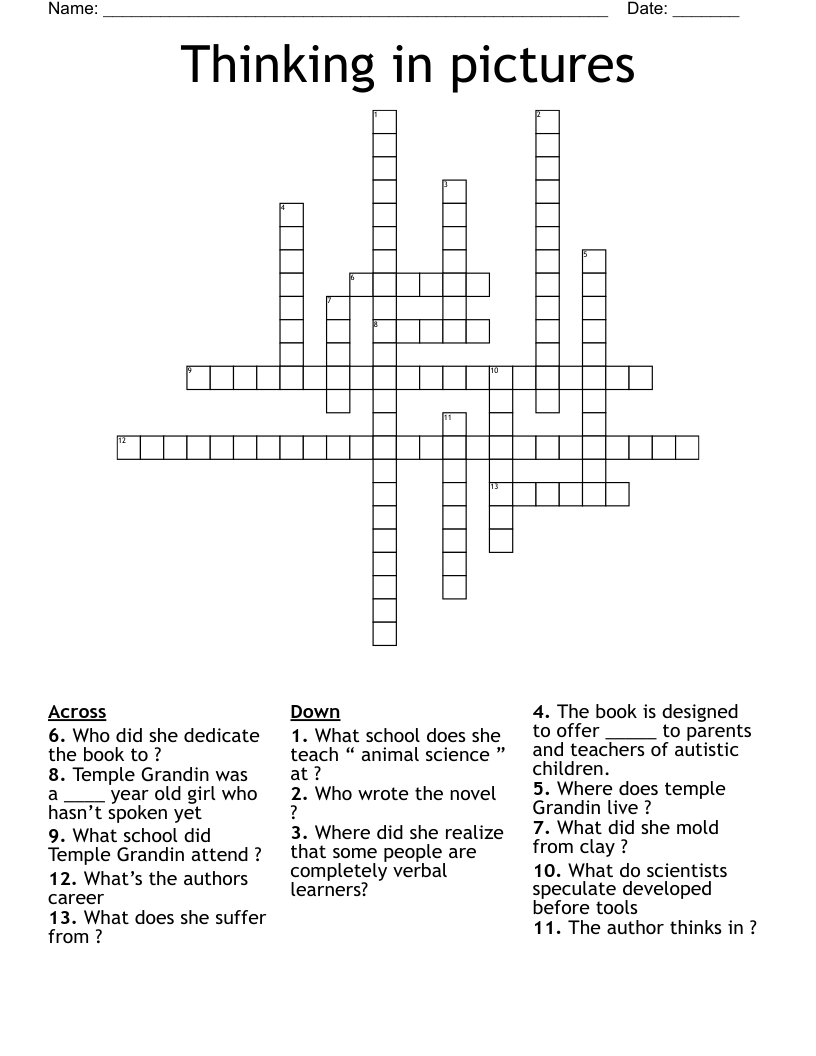 Thinking in pictures Crossword