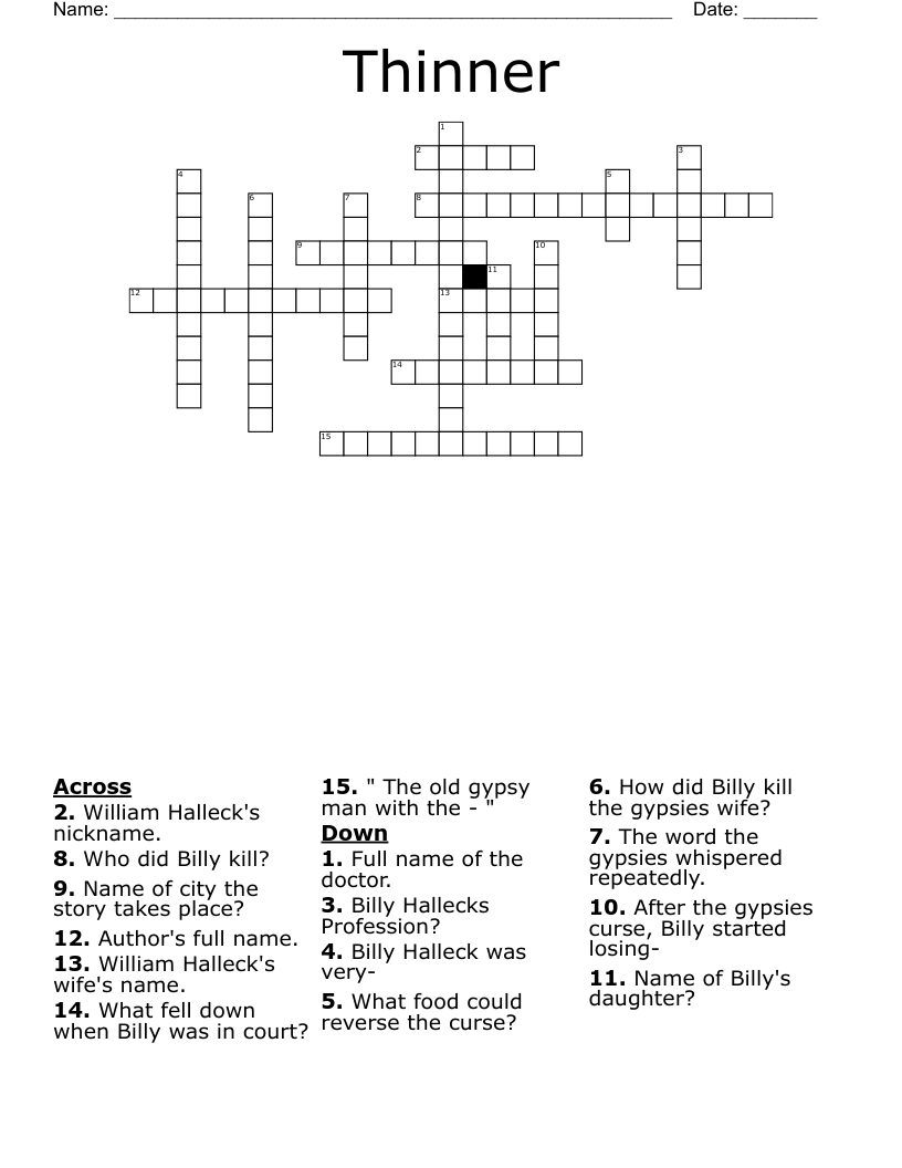 Thinner Crossword