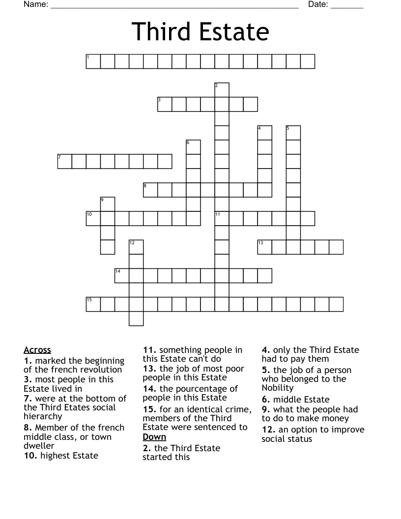 Third Estate Crossword