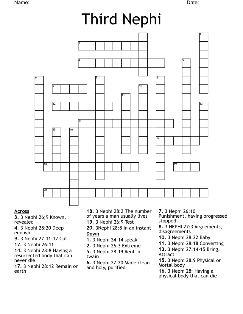Third Nephi Crossword