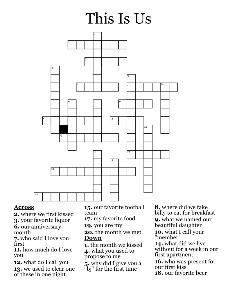 This Is Us  Crossword
