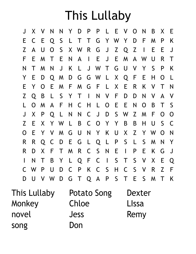 This Lullaby Word Search