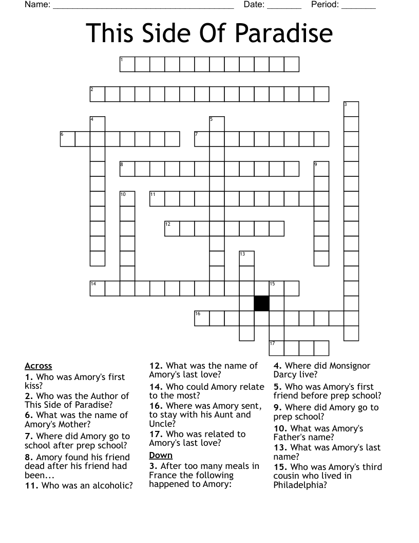 This Side Of Paradise Crossword
