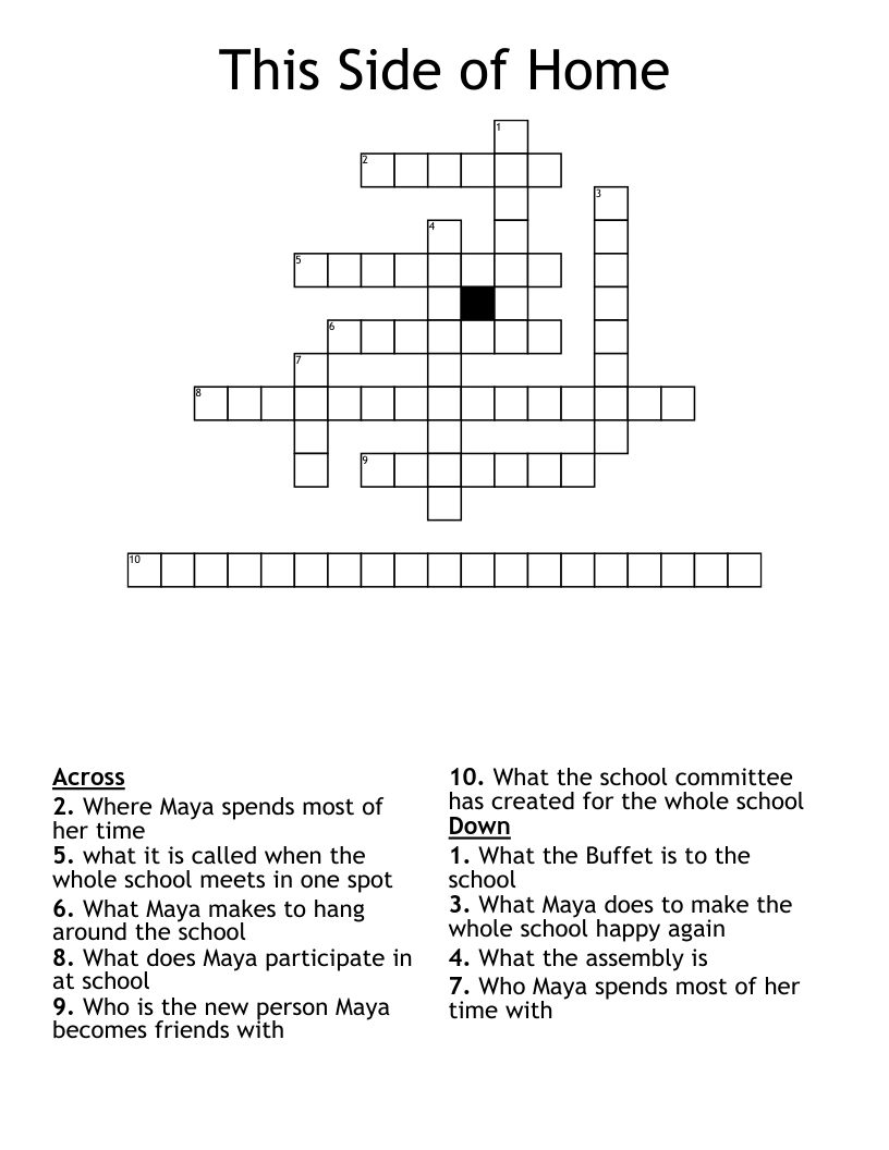 This Side of Home Crossword