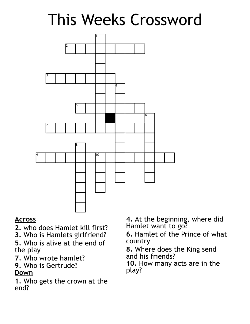 This Weeks Crossword