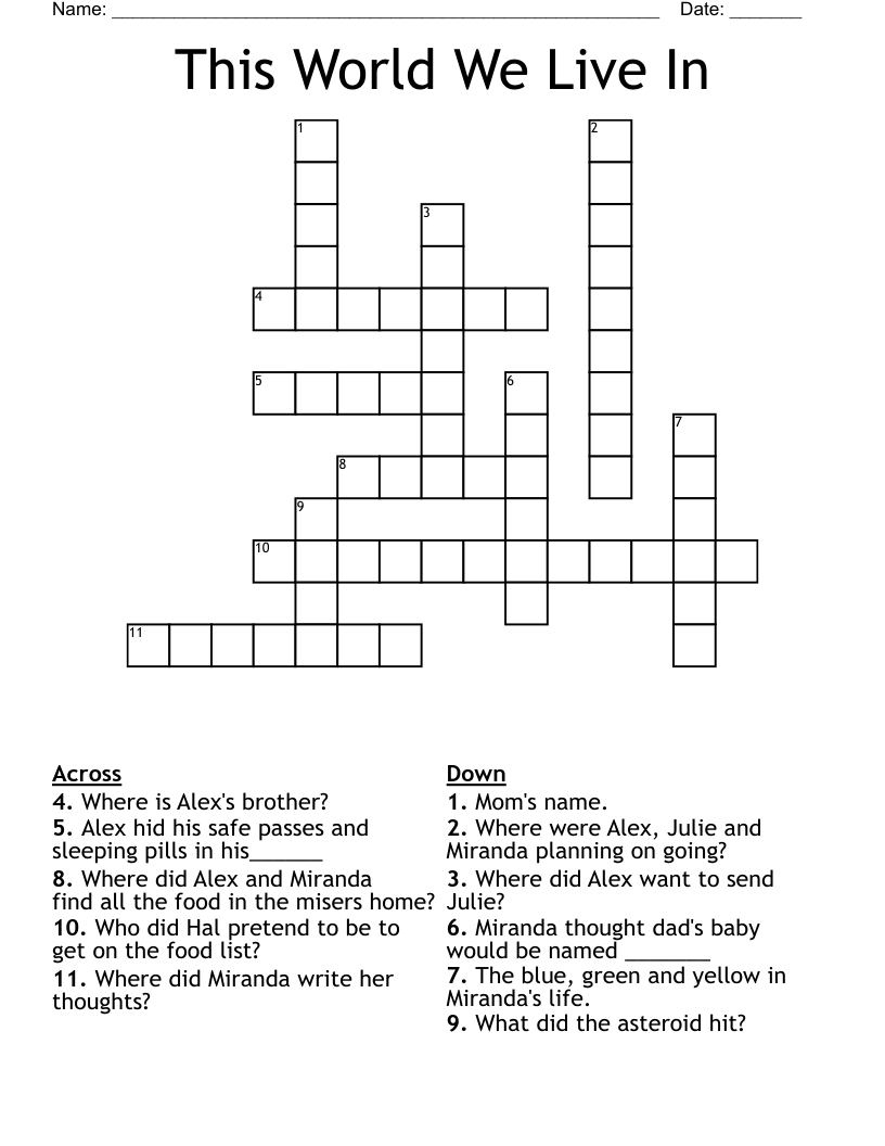 This World We Live In Crossword