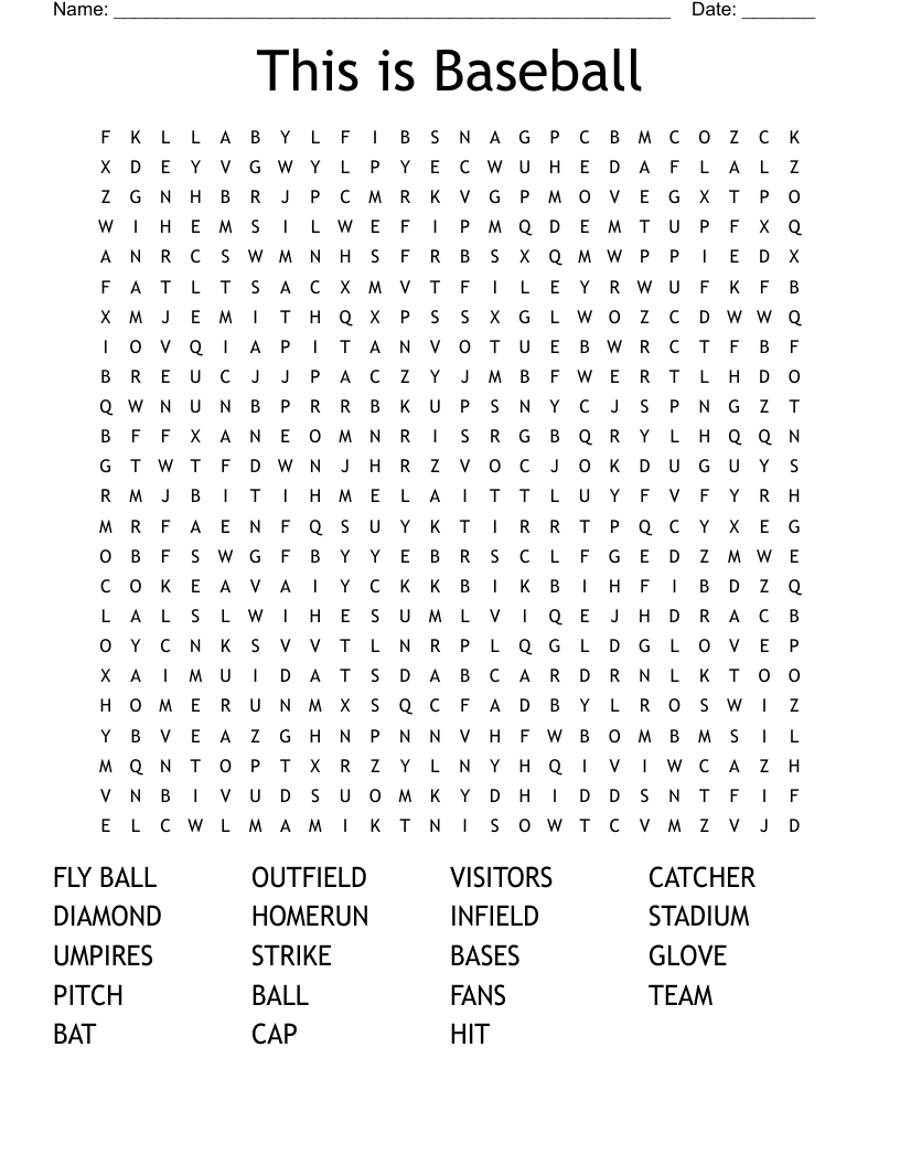 This is Baseball Word Search