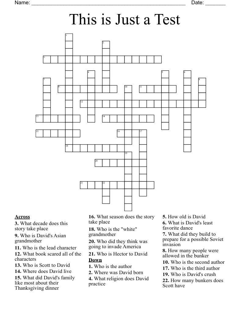 This is Just a Test Crossword