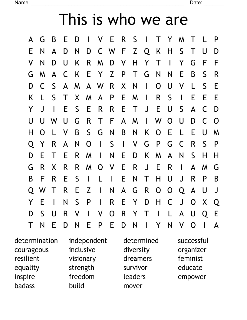 This is who we are Word Search