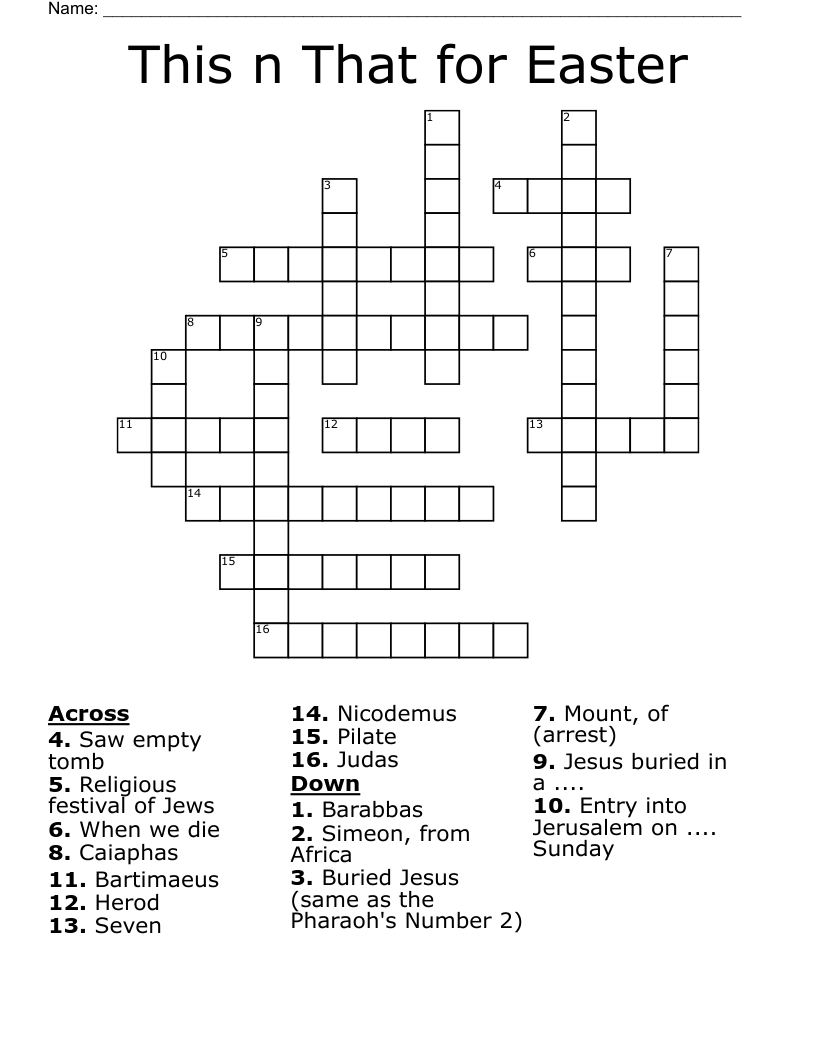 This n That for Easter Crossword