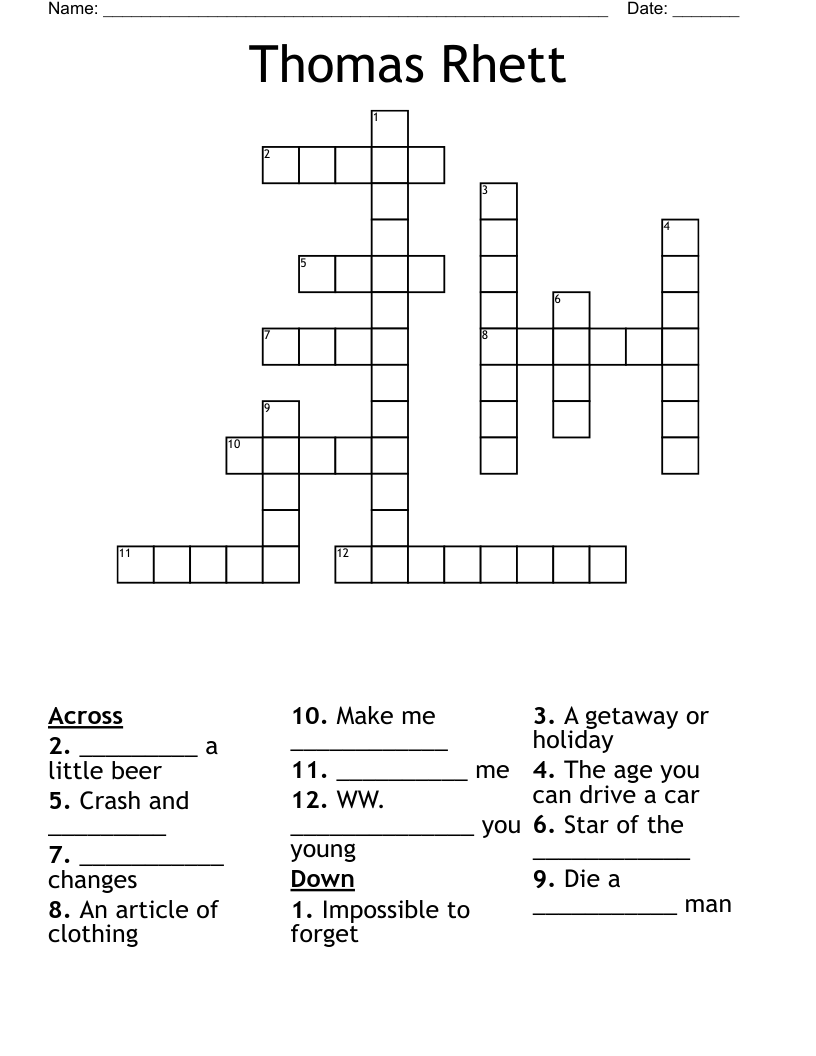Thomas Rhett Crossword
