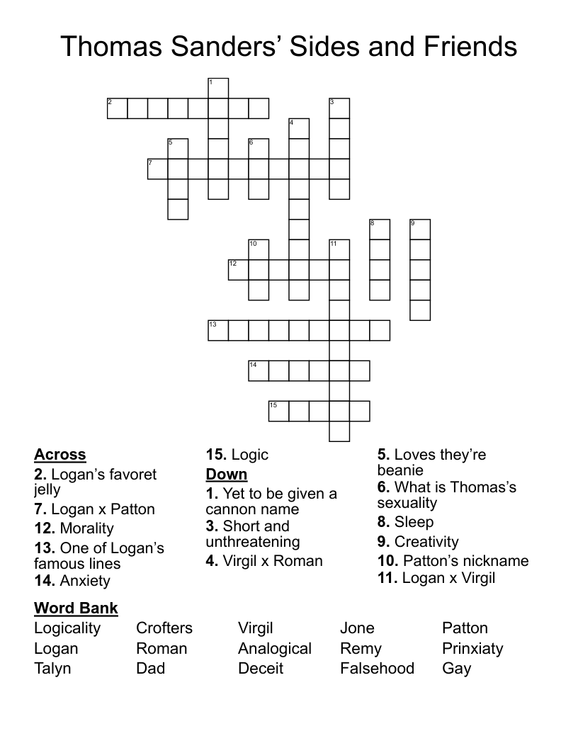 Thomas Sanders’ Sides and Friends Crossword