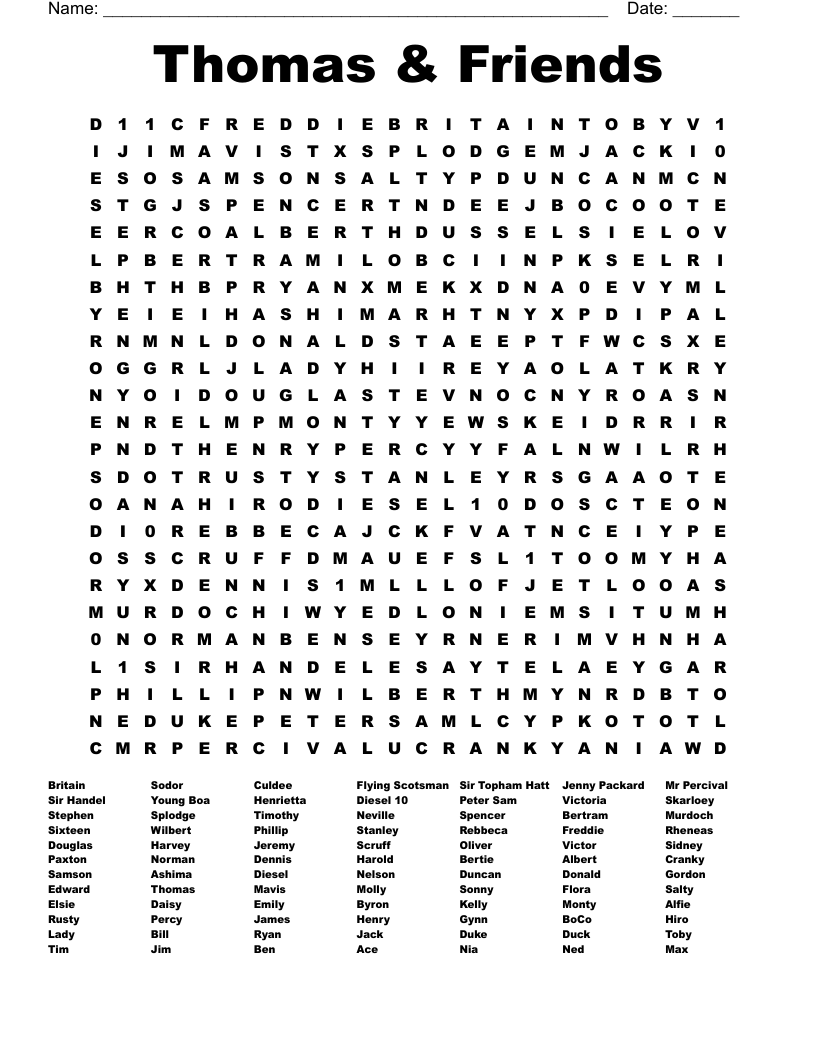 Thomas & Friends Word Search