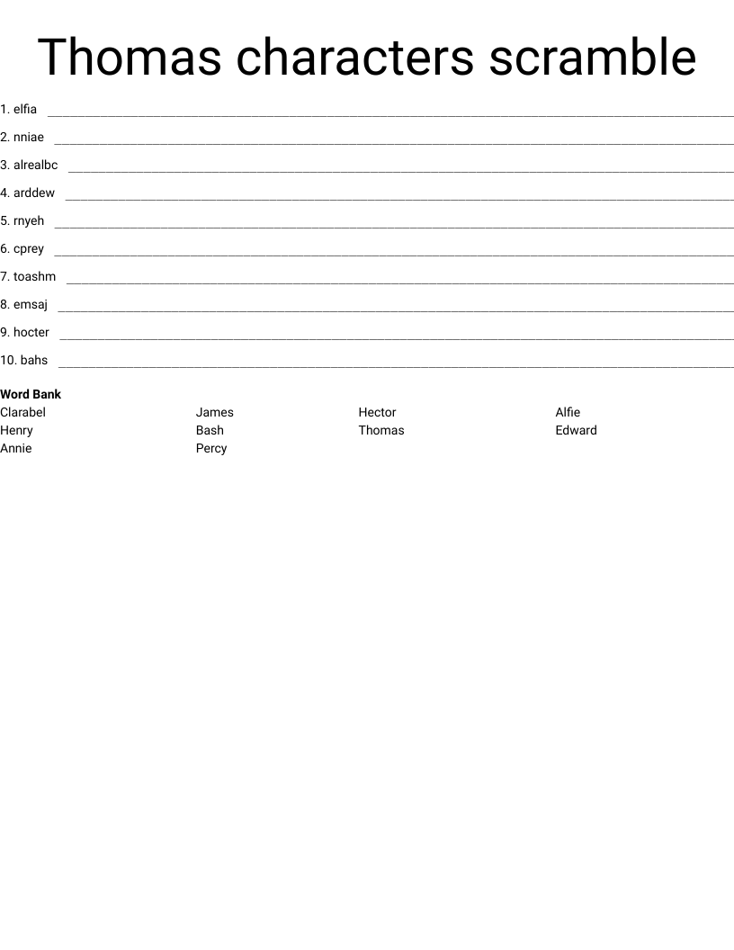 Thomas characters scramble