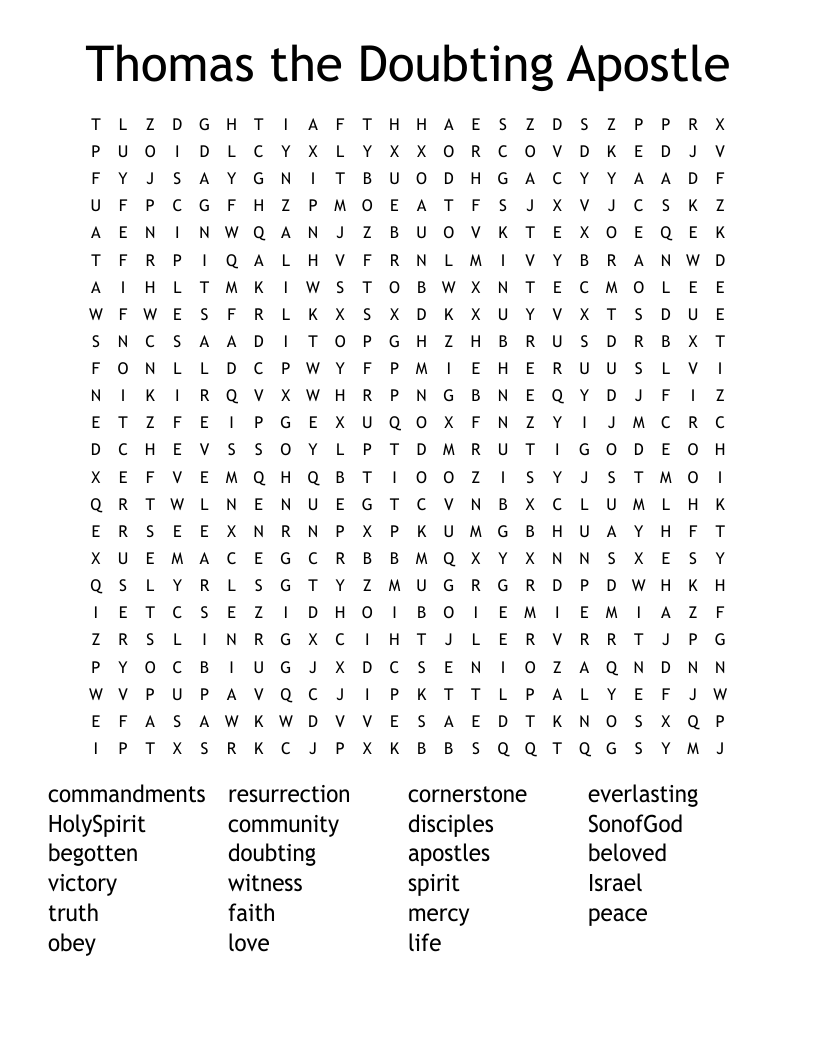 Thomas the Doubting Apostle Word Search