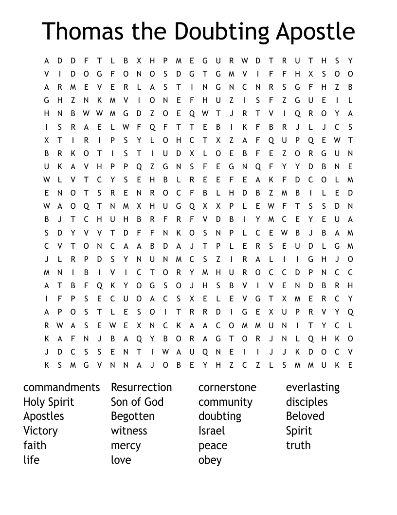 Thomas the Doubting Apostle Word Search