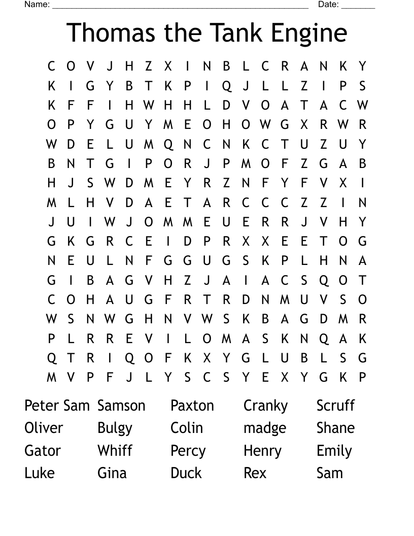 Thomas the Tank Engine Word Search