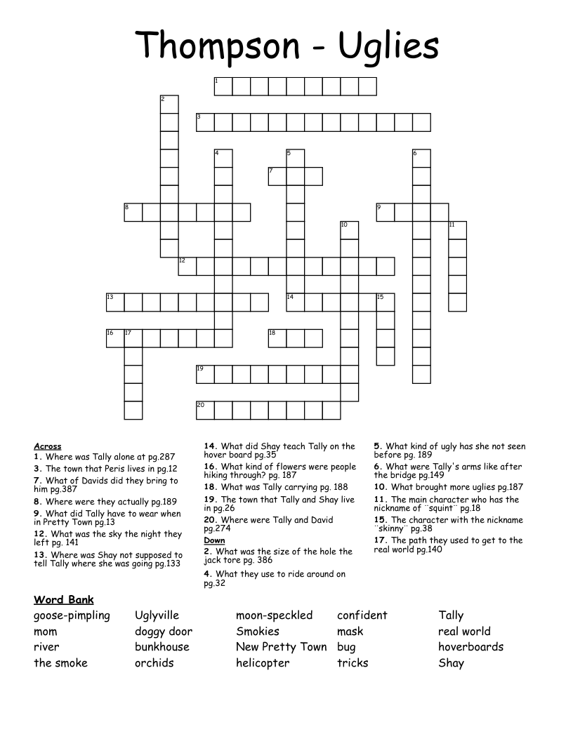 Thompson - Uglies  Crossword
