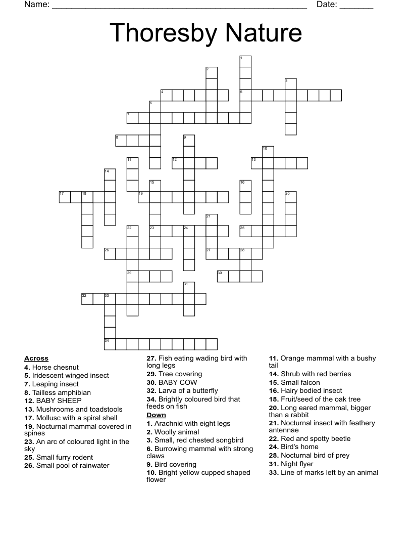 Thoresby Nature Crossword