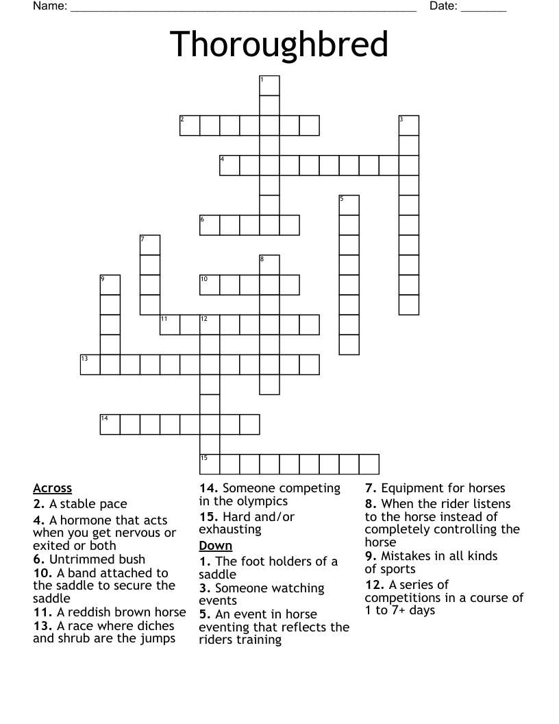 Thoroughbred Crossword