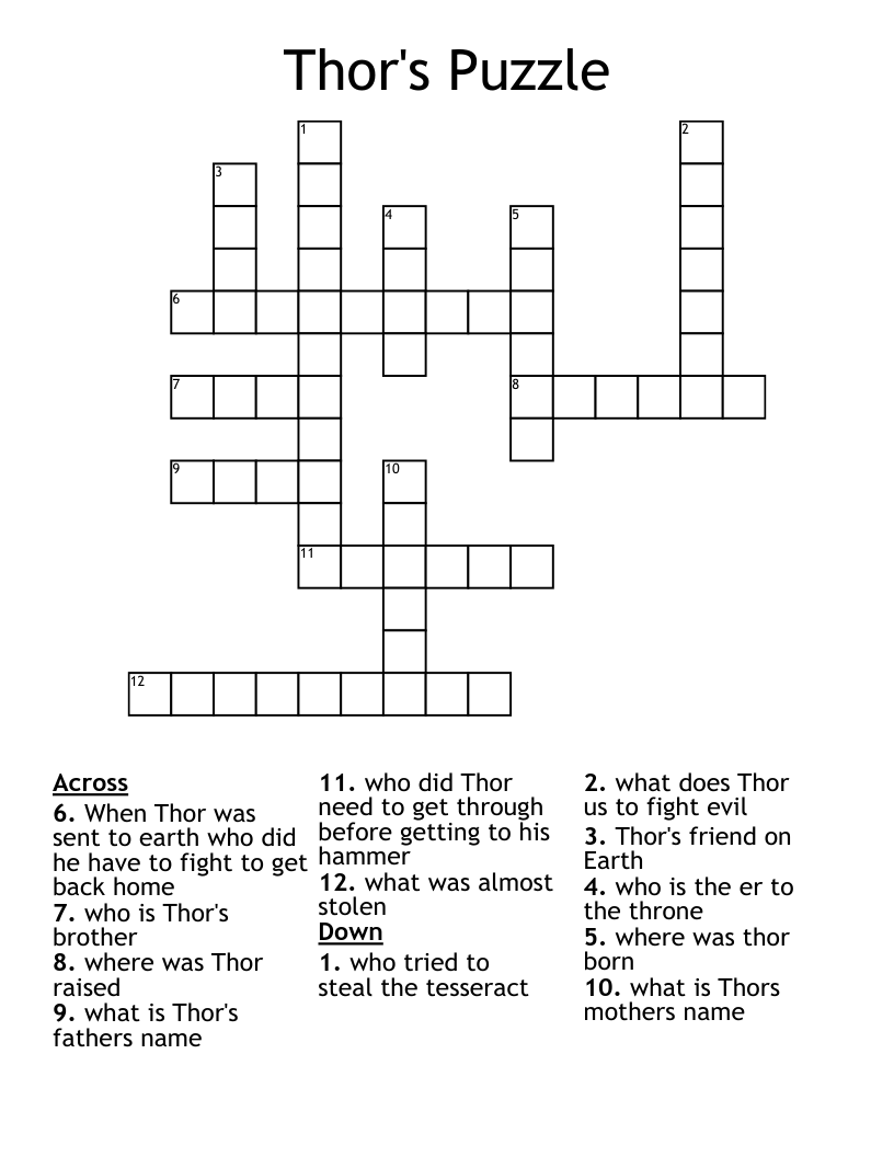 Thor's Puzzle Crossword