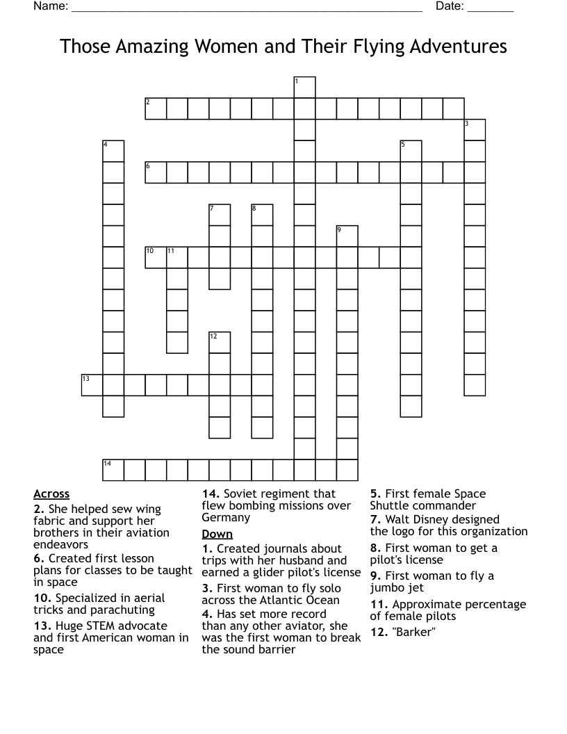 Those Amazing Women and Their Flying Adventures Crossword