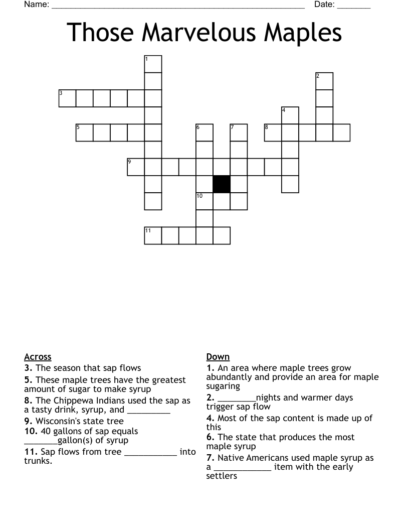 Those Marvelous Maples Crossword