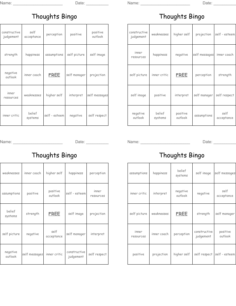 Thoughts Bingo