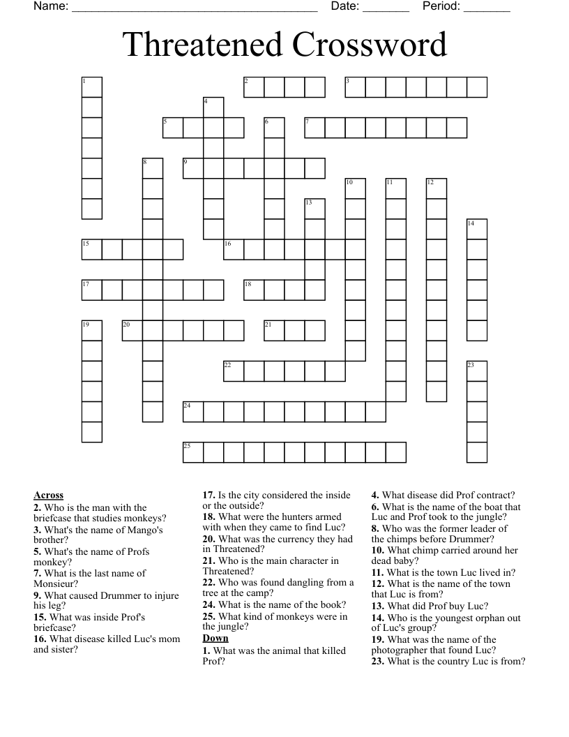 Threatened Crossword