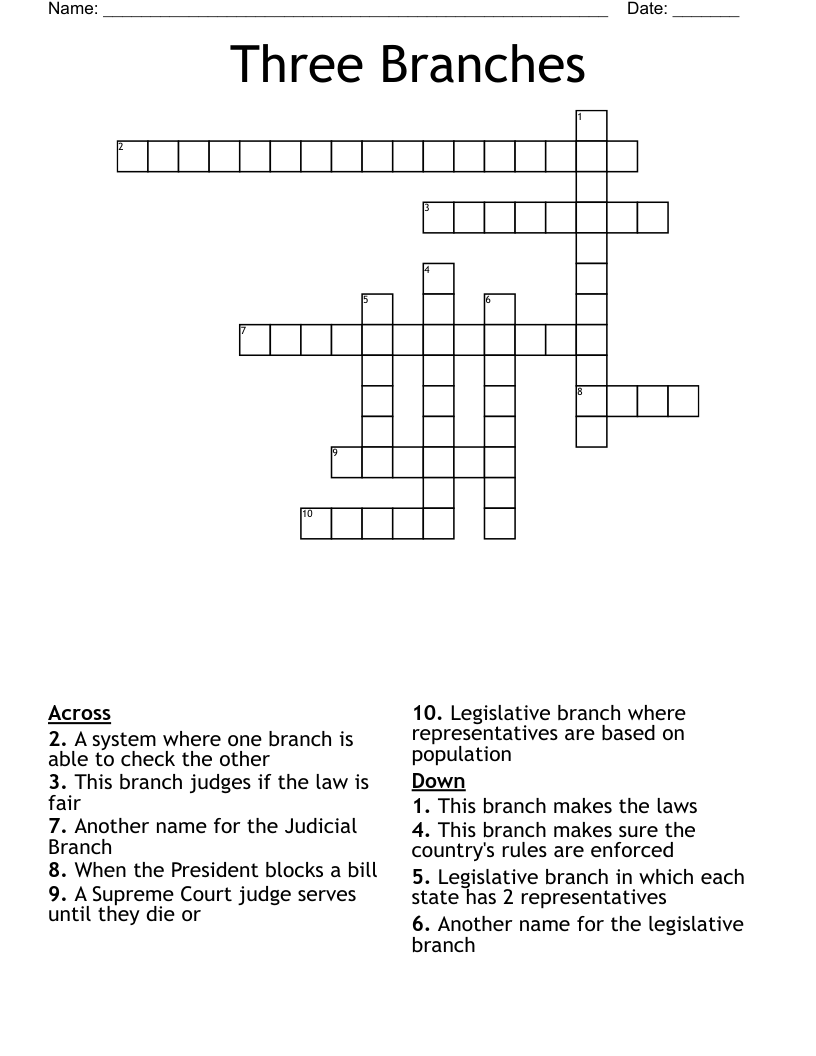 Three Branches Crossword