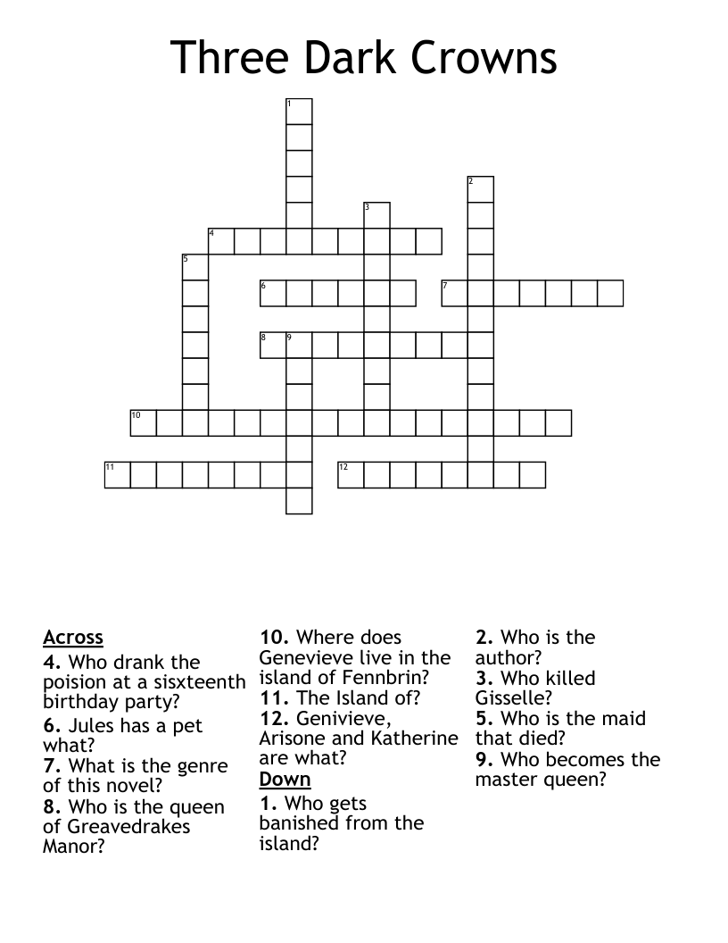 Three Dark Crowns Crossword