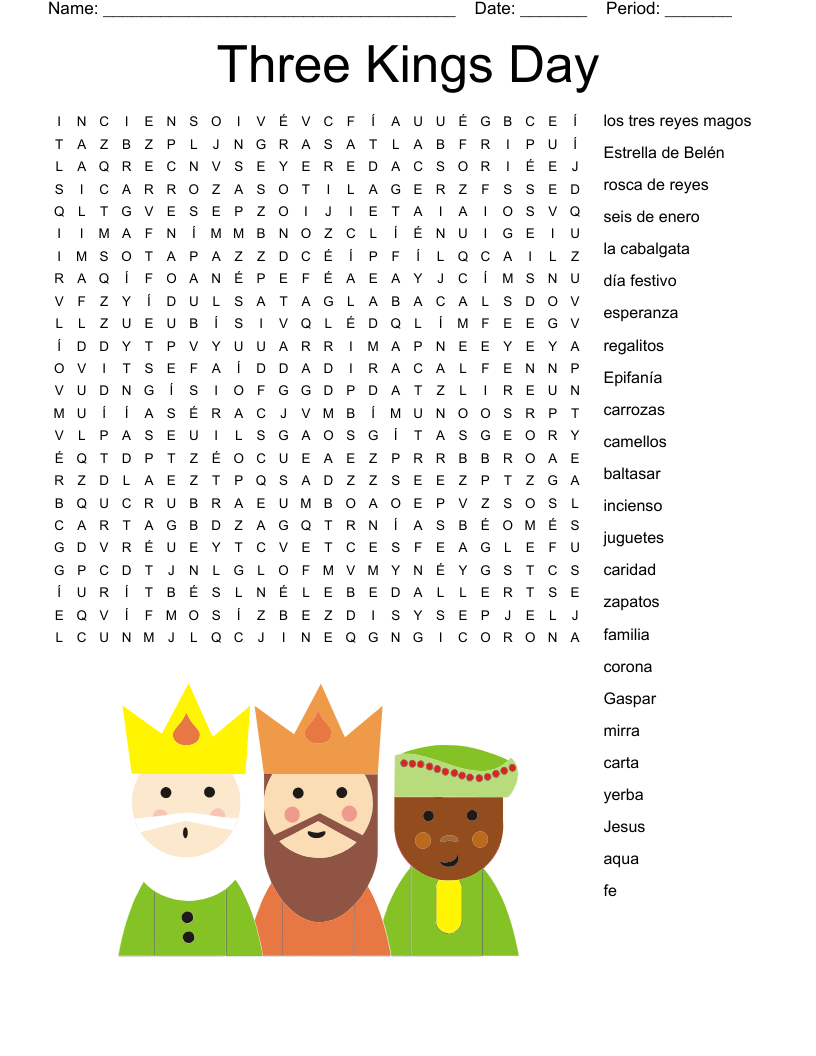 Three Kings Day Word Search