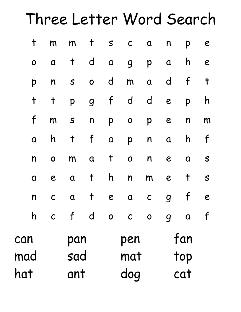 Three Letter Word Search
