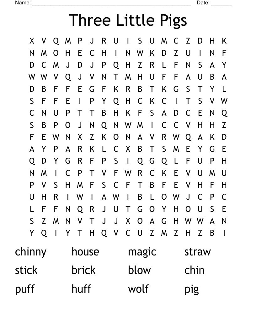 Three Little Pigs  Word Search